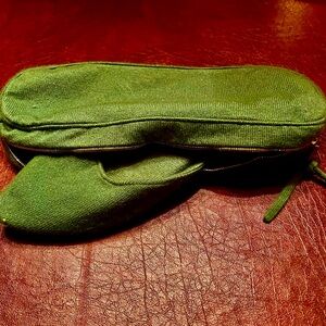 Cashmere travel slippers. Easy travel and stored flat in your traveling case.